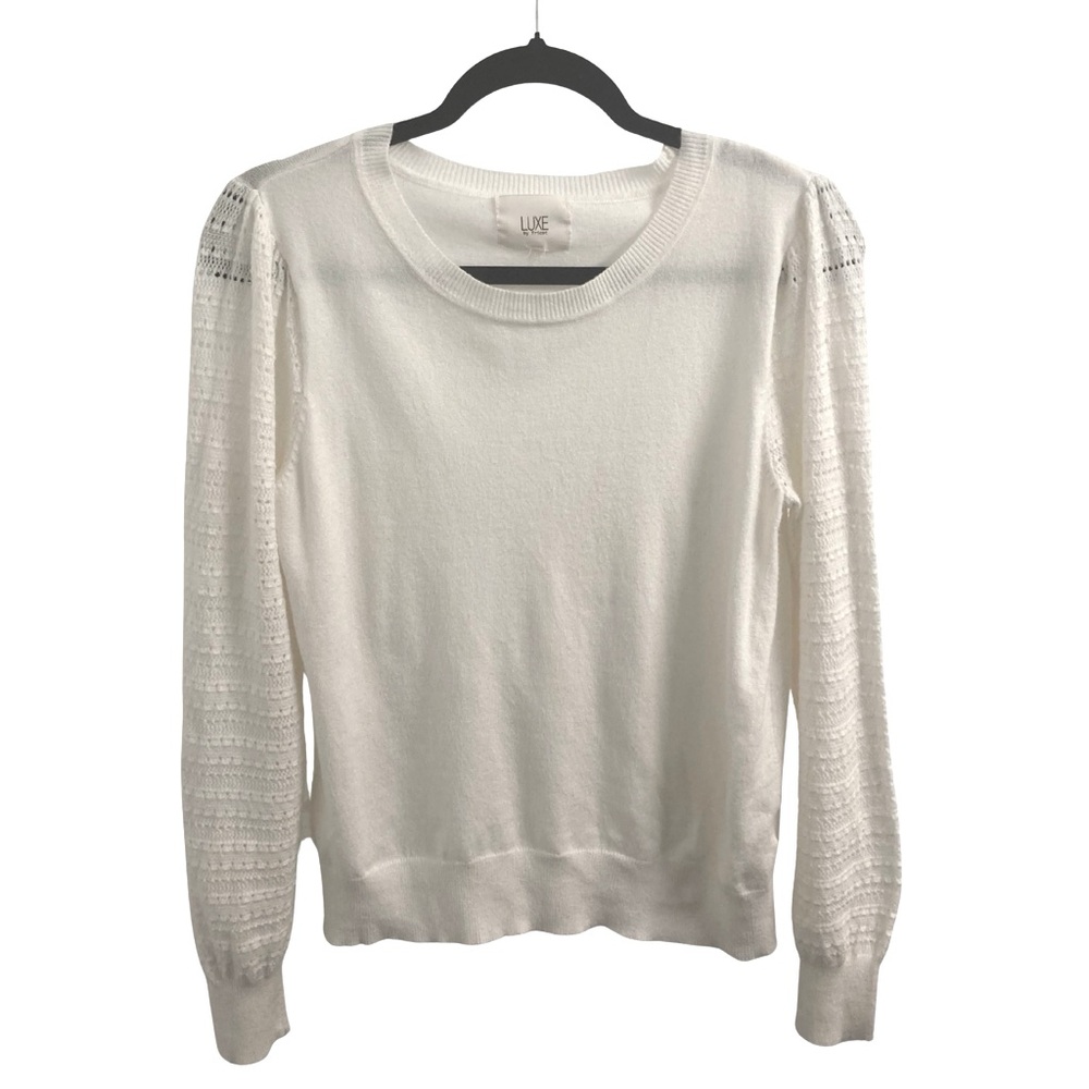 Luxe by Tricot White Knit Sweater Size M